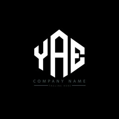 YAE letter logo design with polygon shape. YAE polygon logo monogram. YAE cube logo design. YAE hexagon vector logo template white and black colors. YAE monogram, YAE business and real estate logo. 