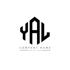YAL letter logo design with polygon shape. YAL polygon logo monogram. YAL cube logo design. YAL hexagon vector logo template white and black colors. YAL monogram, YAL business and real estate logo. 