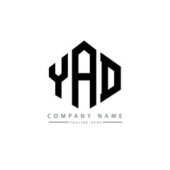 YAD letter logo design with polygon shape. YAD polygon logo monogram. YAD cube logo design. YAD hexagon vector logo template white and black colors. YAD monogram, YAD business and real estate logo. 