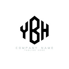 YBH letter logo design with polygon shape. YBH polygon logo monogram. YBH cube logo design. YBH hexagon vector logo template white and black colors. YBH monogram, YBH business and real estate logo. 