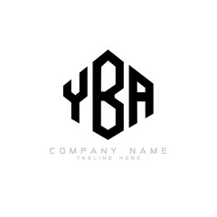 YBA letter logo design with polygon shape. YBA polygon logo monogram. YBA cube logo design. YBA hexagon vector logo template white and black colors. YBA monogram, YBA business and real estate logo. 