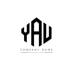 Fototapeta premium YAU letter logo design with polygon shape. YAU polygon logo monogram. YAU cube logo design. YAU hexagon vector logo template white and black colors. YAU monogram, YAU business and real estate logo. 