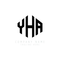 YHA letter logo design with polygon shape. YHA polygon logo monogram. YHA cube logo design. YHA hexagon vector logo template white and black colors. YHA monogram, YHA business and real estate logo. 