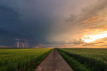 sunset and thunderstorm