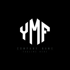 Fototapeta premium YMF letter logo design with polygon shape. YMF polygon logo monogram. YMF cube logo design. YMF hexagon vector logo template white and black colors. YMF monogram, YMF business and real estate logo. 