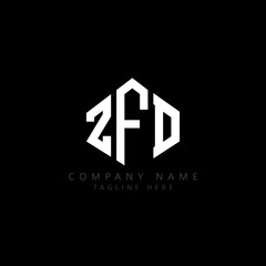 ZFD letter logo design with polygon shape. ZFD polygon logo monogram. ZFD cube logo design. ZFD hexagon vector logo template white and black colors. ZFD monogram, ZFD business and real estate logo. 