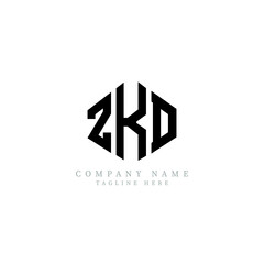 ZKD letter logo design with polygon shape. ZKD polygon logo monogram. ZKD cube logo design. ZKD hexagon vector logo template white and black colors. ZKD monogram, ZKD business and real estate logo. 