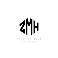 ZMH letter logo design with polygon shape. ZMH polygon logo monogram. ZMH cube logo design. ZMH hexagon vector logo template white and black colors. ZMH monogram, ZMH business and real estate logo. 