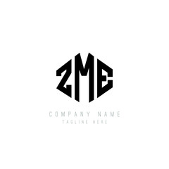 ZME letter logo design with polygon shape. ZME polygon logo monogram. ZME cube logo design. ZME hexagon vector logo template white and black colors. ZME monogram, ZME business and real estate logo. 