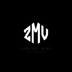 ZMV letter logo design with polygon shape. ZMV polygon logo monogram. ZMV cube logo design. ZMV hexagon vector logo template white and black colors. ZMV monogram, ZMV business and real estate logo. 