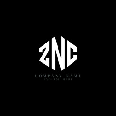 ZNC letter logo design with polygon shape. ZNC polygon logo monogram. ZNC cube logo design. ZNC hexagon vector logo template white and black colors. ZNC monogram, ZNC business and real estate logo. 