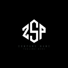 ZSP letter logo design with polygon shape. ZSP polygon logo monogram. ZSP cube logo design. ZSP hexagon vector logo template white and black colors. ZSP monogram, ZSP business and real estate logo. 