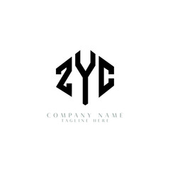 ZYC letter logo design with polygon shape. ZYC polygon logo monogram. ZYC cube logo design. ZYC hexagon vector logo template white and black colors. ZYC monogram, ZYC business and real estate logo. 