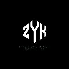 ZYK letter logo design with polygon shape. ZYK polygon logo monogram. ZYK cube logo design. ZYK hexagon vector logo template white and black colors. ZYK monogram, ZYK business and real estate logo. 