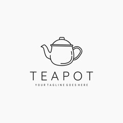 Teapot line art minimalist logo vector illustration design. teapot logo concept