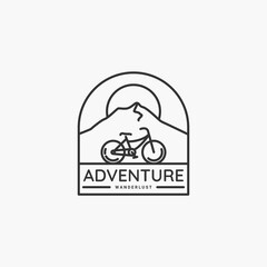 Bicycle line art emblem logo vector illustration design