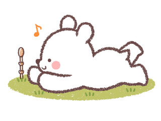 つくしを見つけて幸せな子供シロクマ