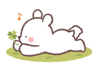 クローバーを持って幸せな子供シロクマ