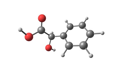 Mandelic acid molecular structure isolated on white