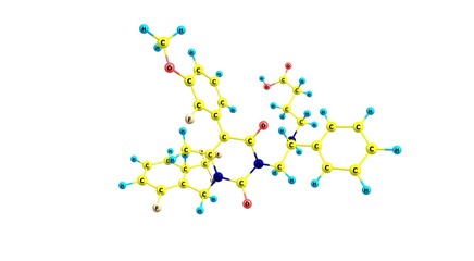 Fototapeta na wymiar Elagolix molecular structure isolated on white
