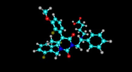 Elagolix molecular structure isolated on black