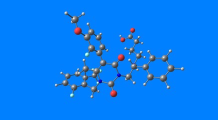 Elagolix molecular structure isolated on blue