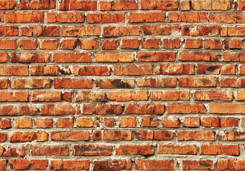 Red grunge brick wall background. Painted texture