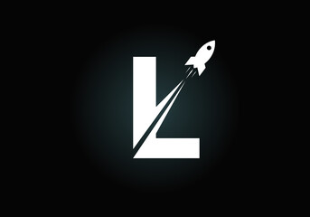 Initial L monogram letter alphabet with a Rocket logo design. Rocket icon. Font emblem. Modern vector logotype for business and company identity.