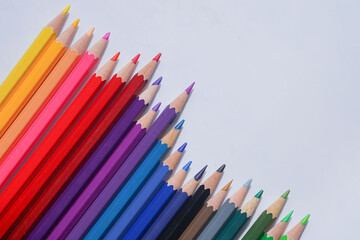 Set of colorful pencils isolated on white background.