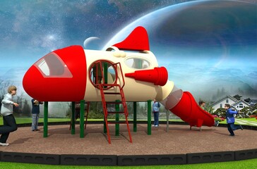 NAVE ESPACIAL, JUEGOS PARA NIÑOS - RENDER © Gabo