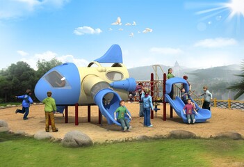 NAVE ESPACIAL, JUEGOS PARA NIÑOS - RENDER © Gabo