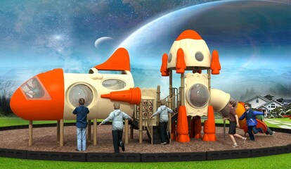 NAVE ESPACIAL, JUEGOS PARA NIÑOS - RENDER © Gabo