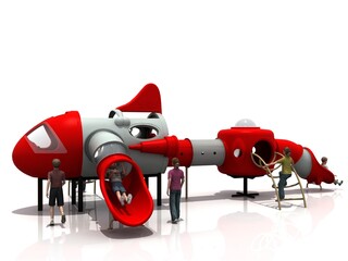NAVE ESPACIAL, JUEGOS PARA NIÑOS - RENDER © Gabo