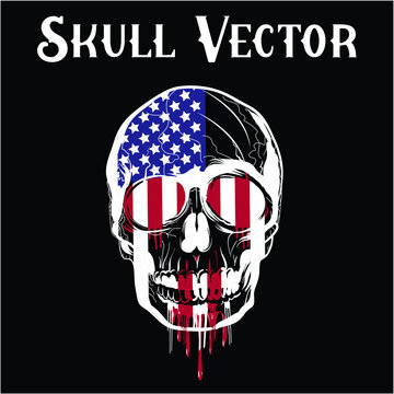 American Flag Skull T-Shirt Vector, USA Flag T Shirt, Patriotic Shirt, 4th Of July Shirt, Military Veteran Shirt, Usa Army TShirt, Fourth Of July Tee