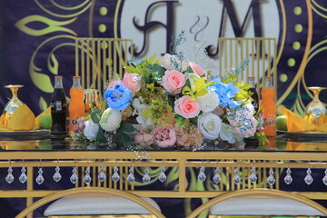 The decorated table of flowers of different flowers looking very beautiful and attractive 
