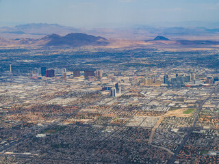 Aerial view of the famous strip and cityscape