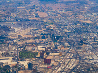 Aerial view of the famous strip and cityscape
