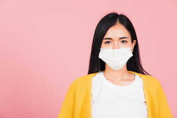 woman wearing medical mask protection against germs for prevent infection coronavirus