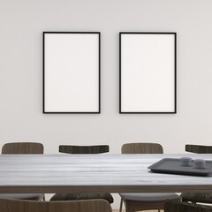 Mock up frame in dining room ,Interior modern style,Mockup poster,3d rendering,3d illustration