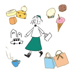 カフェ風女の子買い物へ行く