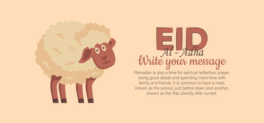 Eid Al Adha Celebration of Muslim holiday the sacrifice a camel, sheep and goat. Can used for landing page, template, ui, web, mobile app, poster, banner, flyer, background.