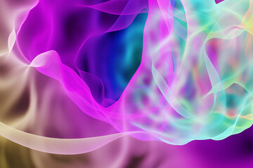 Background from an abstract wavy cloud painted with different colors of the rainbow. 3D rendering.