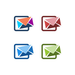 Set of Modern Mail icons, envelope symbol vector in different color