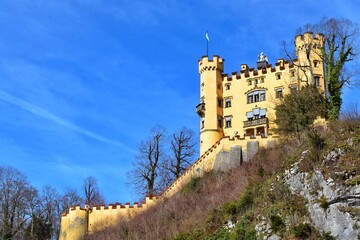 Schloss Hohenschwangau. Located in the village of Schwangau, near Fussen in the southern part of...