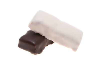 chocolate candies with dried apricots isolated