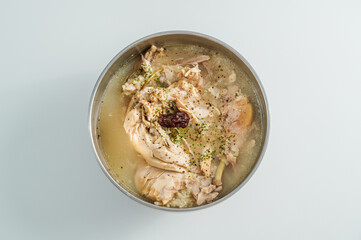 whole chicken soup, Korean food 'dak baeksuk'