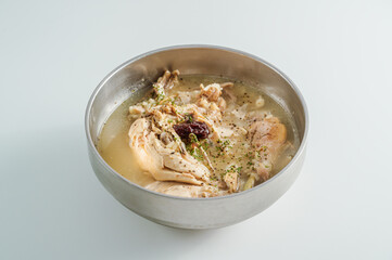 whole chicken soup, Korean food 'dak baeksuk'