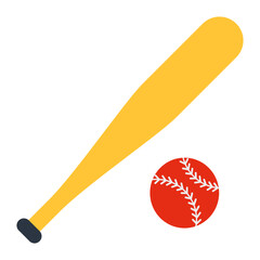 Round bat with ball, baseball icon