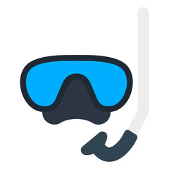 Oxygen pipe with goggles, icon of snorkeling mask