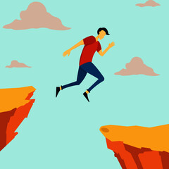 a person who jumps over a cliff from a high cliff